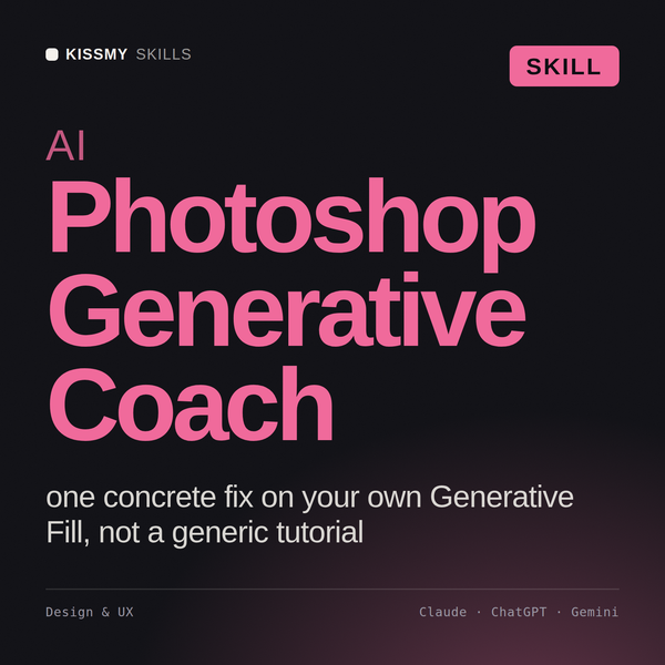 AI Photoshop Generative Coach AI skill by KissMySkills, cover