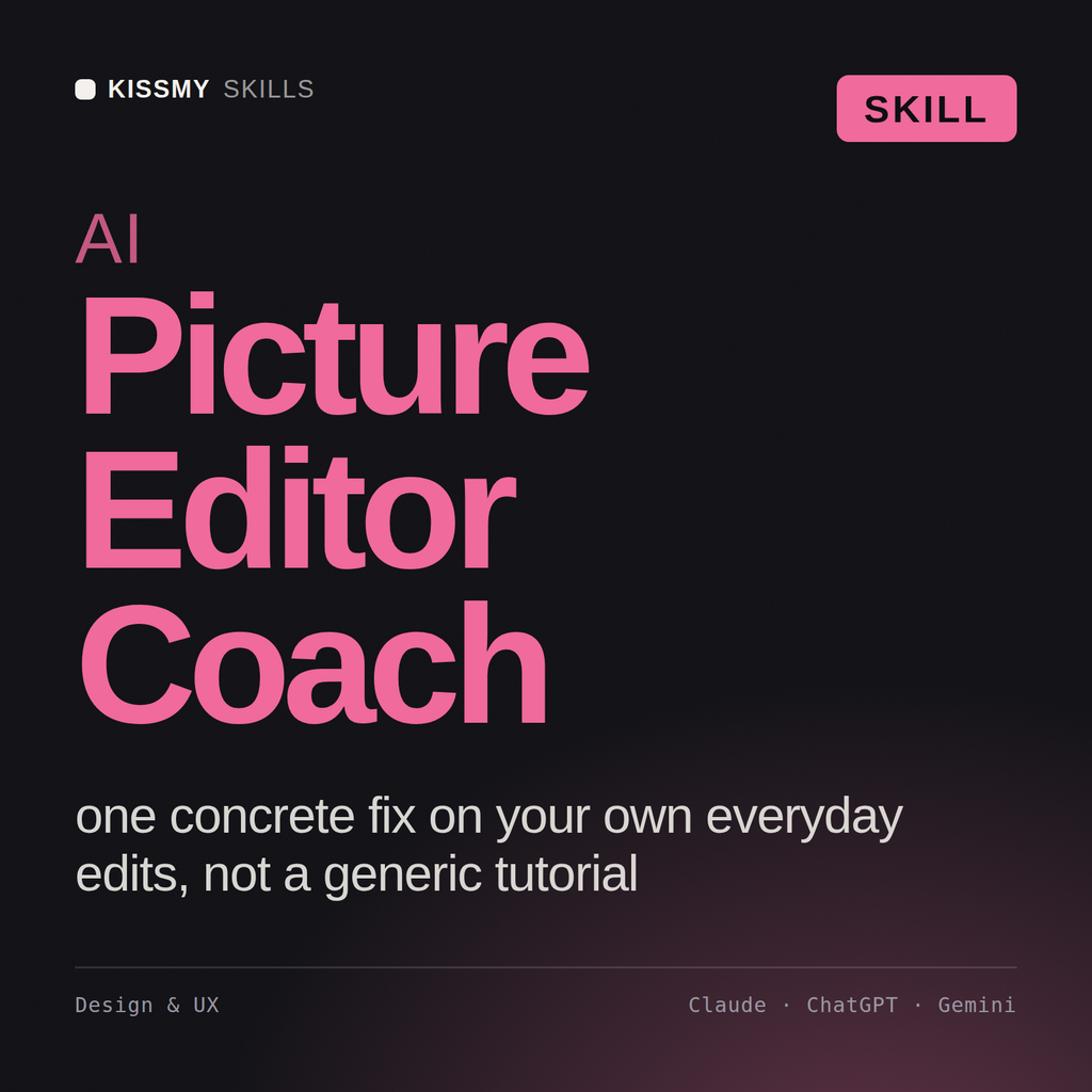 AI Picture Editor Coach AI skill by KissMySkills, cover