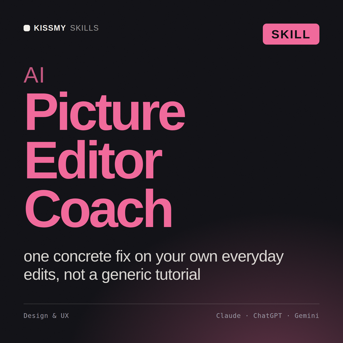 AI Picture Editor Coach AI skill by KissMySkills, cover