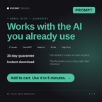 The AI Pitch Deck Generator AI prompt works with Claude, ChatGPT, Gemini and any AI chat, 30-day money-back guarantee