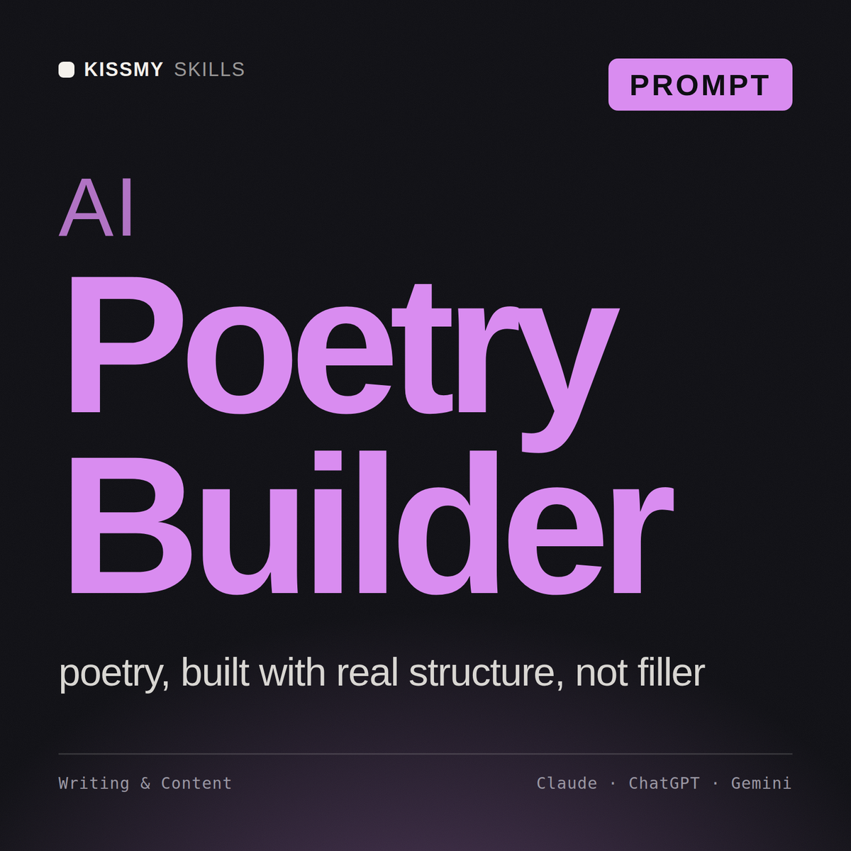 AI Poetry Builder AI prompt by KissMySkills, cover