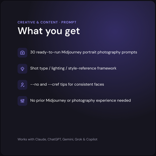 AI Portrait Photography Prompt Generator — what you get