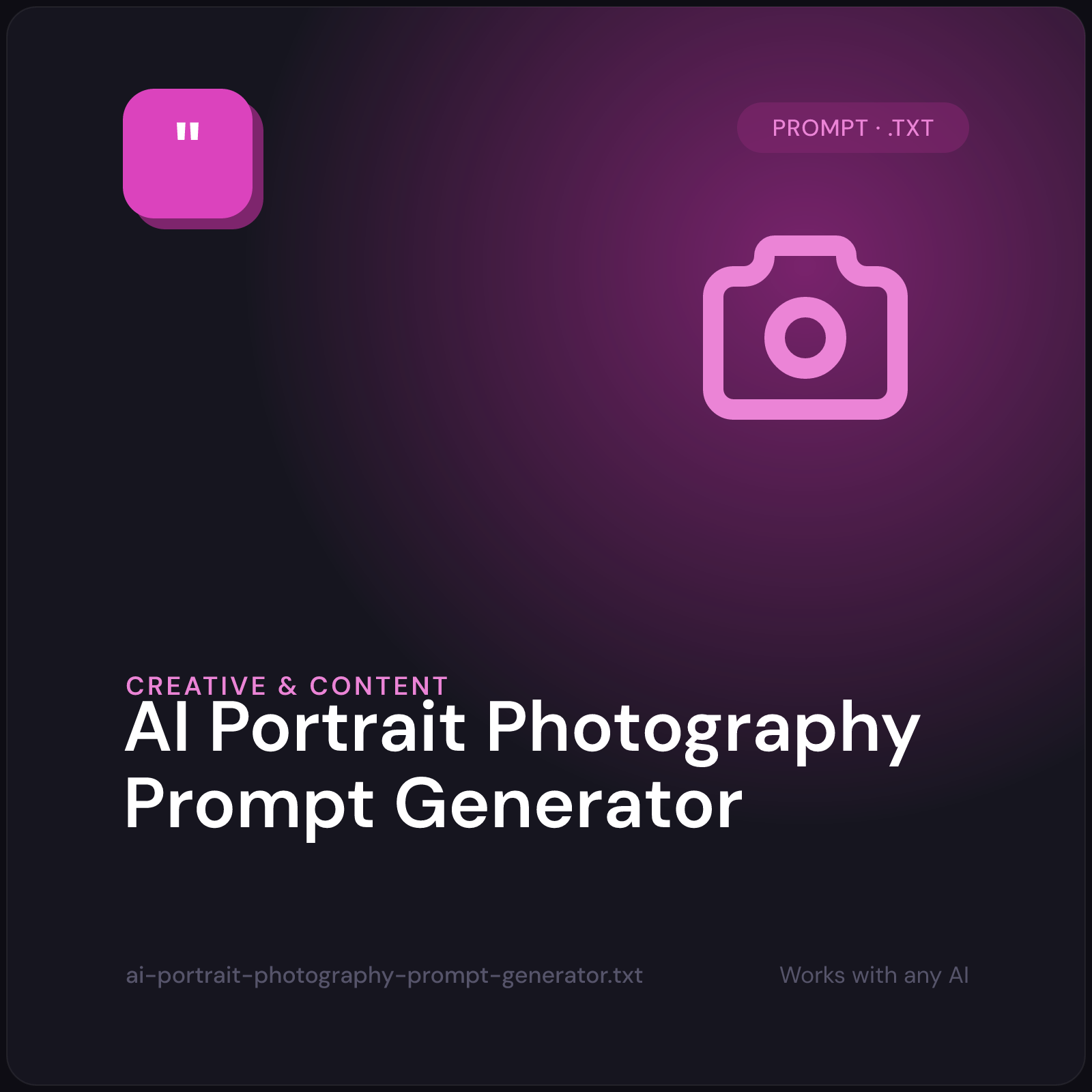 AI Portrait Photography Prompt Generator — cover