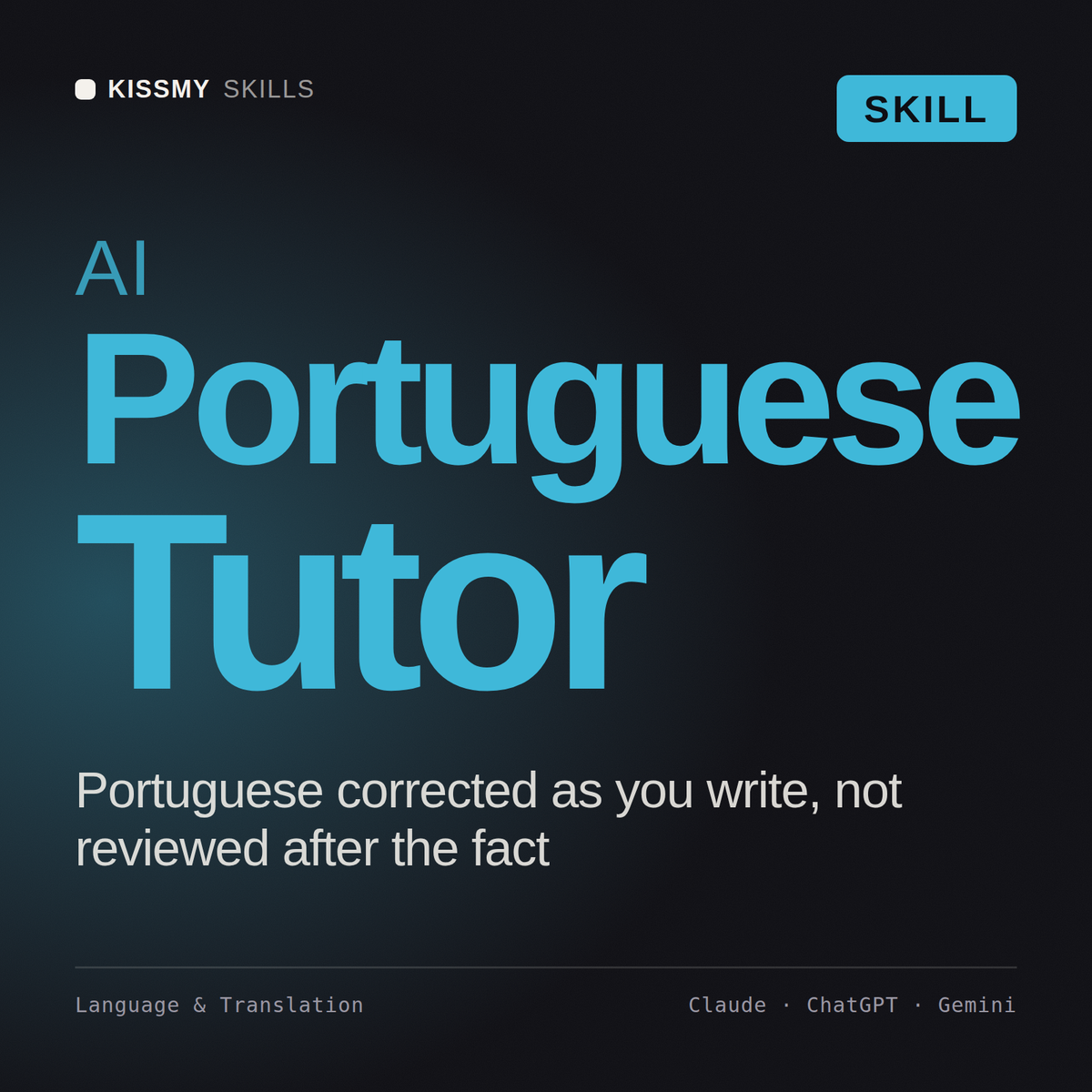 AI Portuguese Tutor AI skill by KissMySkills, cover
