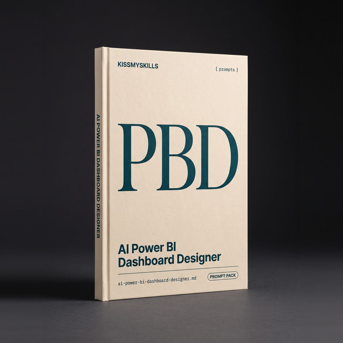 Power BI Dashboard Designer prompts for Claude by KissMySkills, warm oat laid paper cover with the monogram PBD