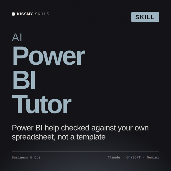 AI Power BI Tutor AI skill by KissMySkills, cover