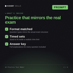What's inside the AI Practice Test Maker AI prompt: Format matched, Timed sets, Answer key