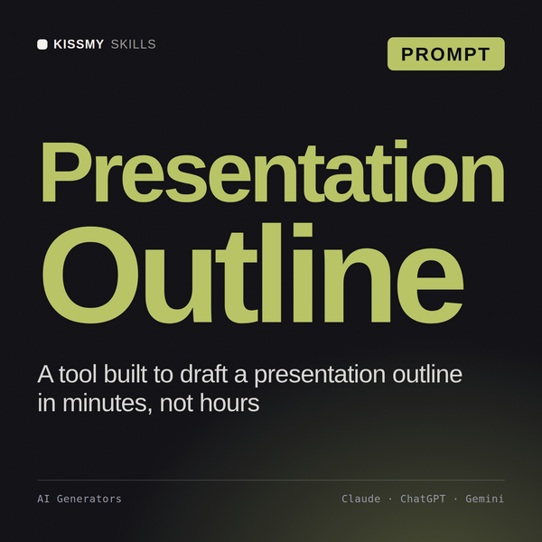 Presentation Outline AI prompt by KissMySkills, cover