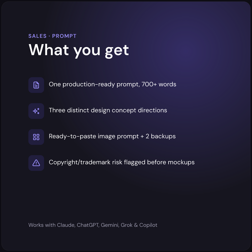 What you get — AI Print-on-Demand Design Brief Generator