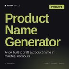 Product Name Generator AI prompt by KissMySkills, cover