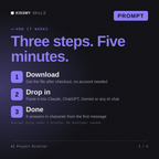 How the AI Project Director AI prompt works in three steps: download, drop it into your AI chat, done