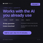 The AI Project Director AI prompt works with Claude, ChatGPT, Gemini and any AI chat, 30-day money-back guarantee