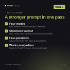 What's inside the AI Prompt Generator AI skill: Four modes, Structured output, Few questions, Works everywhere