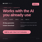 The AI Psychic AI skill works with Claude, ChatGPT, Gemini and any AI chat, 30-day money-back guarantee