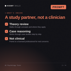 What's inside the AI Psychology Tutor AI prompt: Theory review, Case reasoning, Not clinical