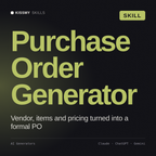 Purchase Order Generator AI skill by KissMySkills, cover