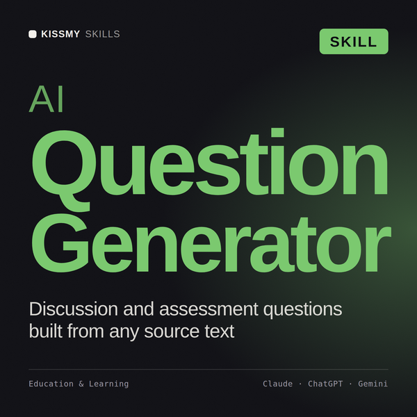 AI Question Generator AI skill by KissMySkills, cover