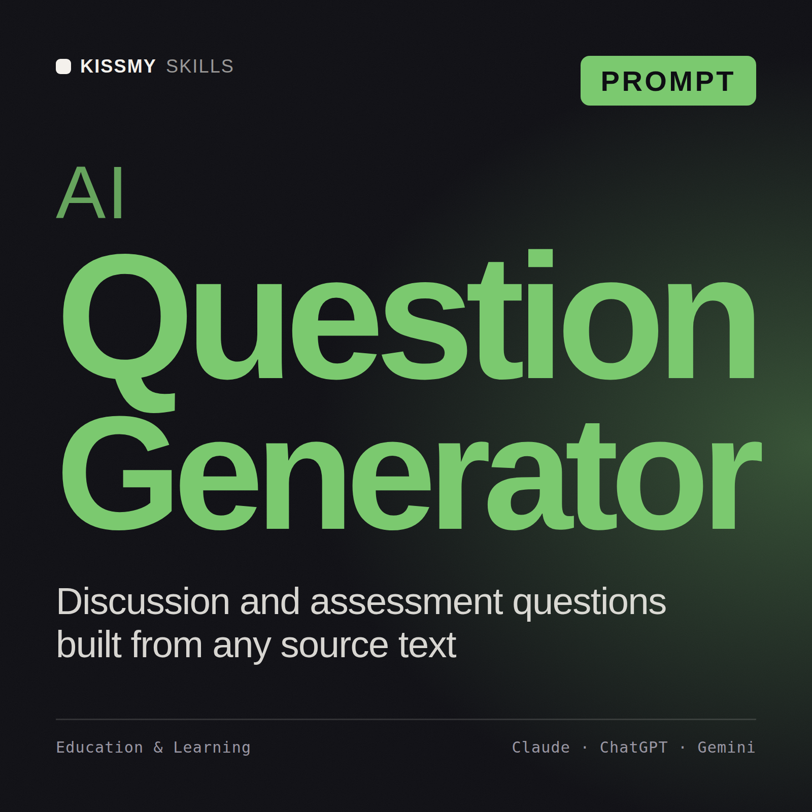 AI Question Generator AI prompt by KissMySkills, cover
