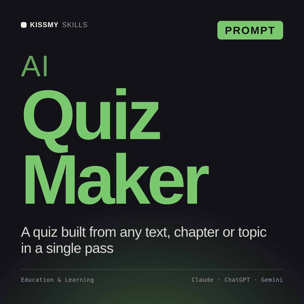 AI Quiz Maker AI prompt by KissMySkills, cover