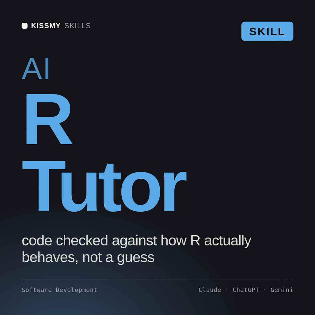 AI R Tutor AI skill by KissMySkills, cover