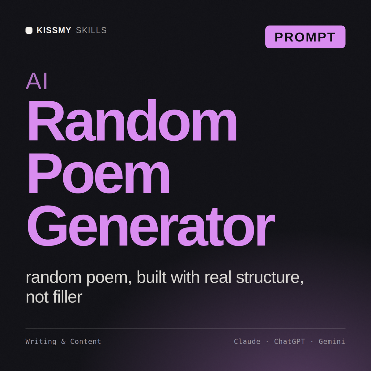 AI Random Poem Generator AI prompt by KissMySkills, cover
