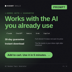 The AI Random Topic Generator AI prompt works with Claude, ChatGPT, Gemini and any AI chat, 30-day money-back guarantee