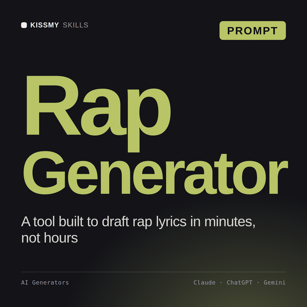 Rap Generator AI prompt by KissMySkills, cover