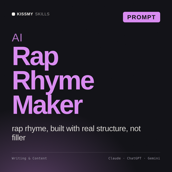 AI Rap Rhyme Maker AI prompt by KissMySkills, cover