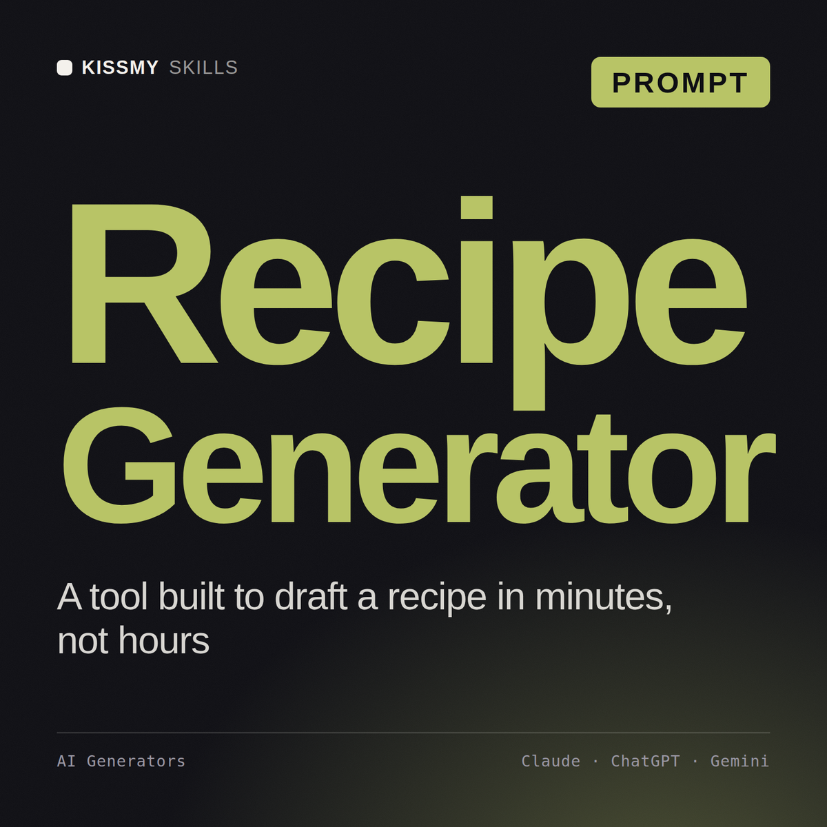 Recipe Generator AI prompt by KissMySkills, cover