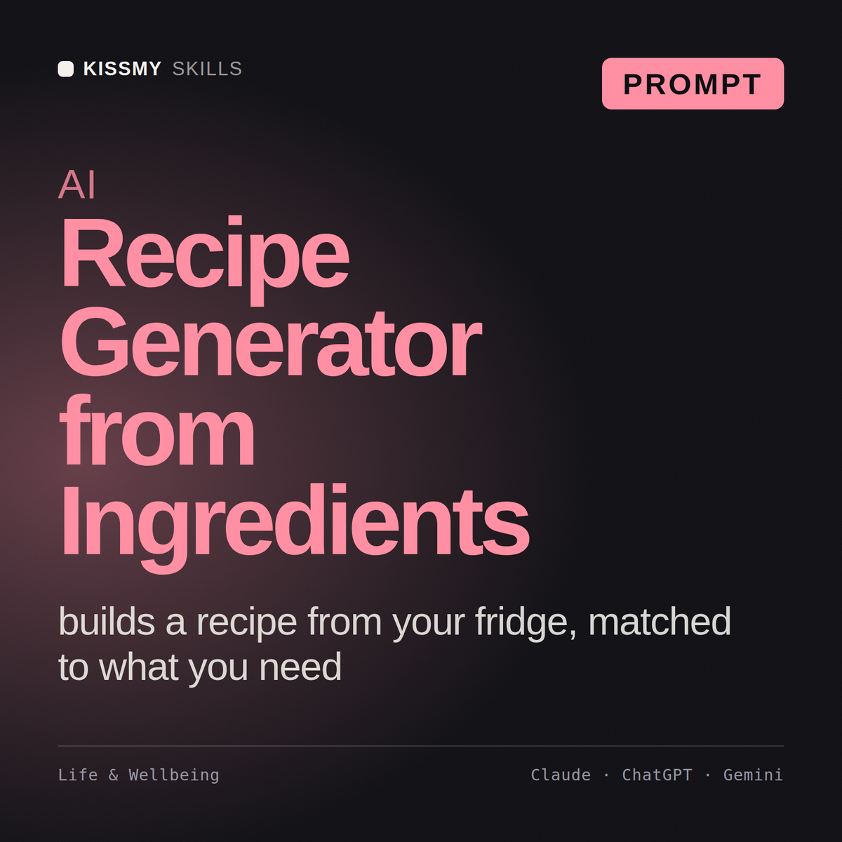AI Recipe Generator from Ingredients AI prompt by KissMySkills, cover