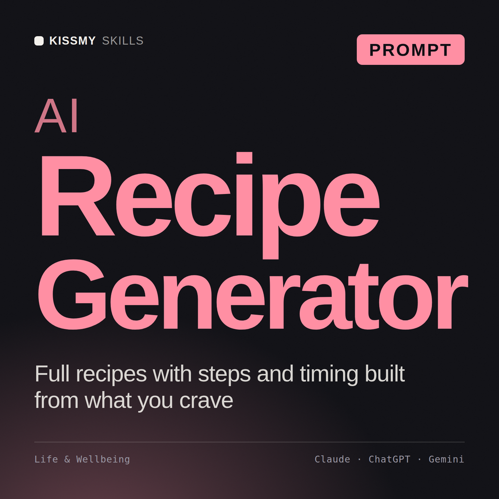AI Recipe Generator AI prompt by KissMySkills, cover