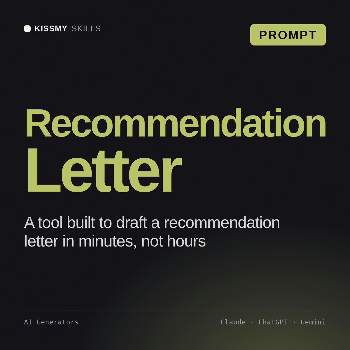 Recommendation Letter AI prompt by KissMySkills, cover