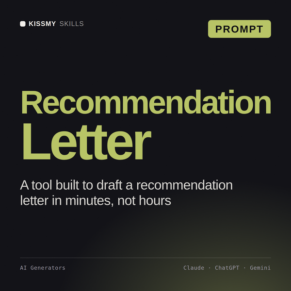 Recommendation Letter AI prompt by KissMySkills, cover