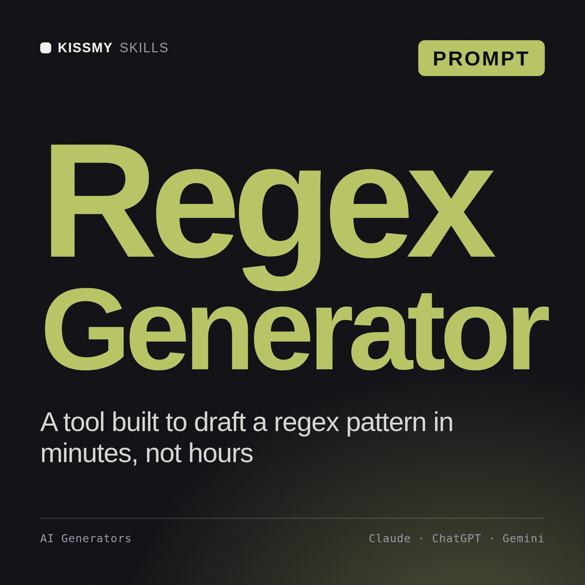 Regex Generator AI prompt by KissMySkills, cover