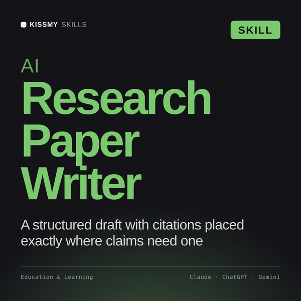 AI Research Paper Writer AI skill by KissMySkills, cover