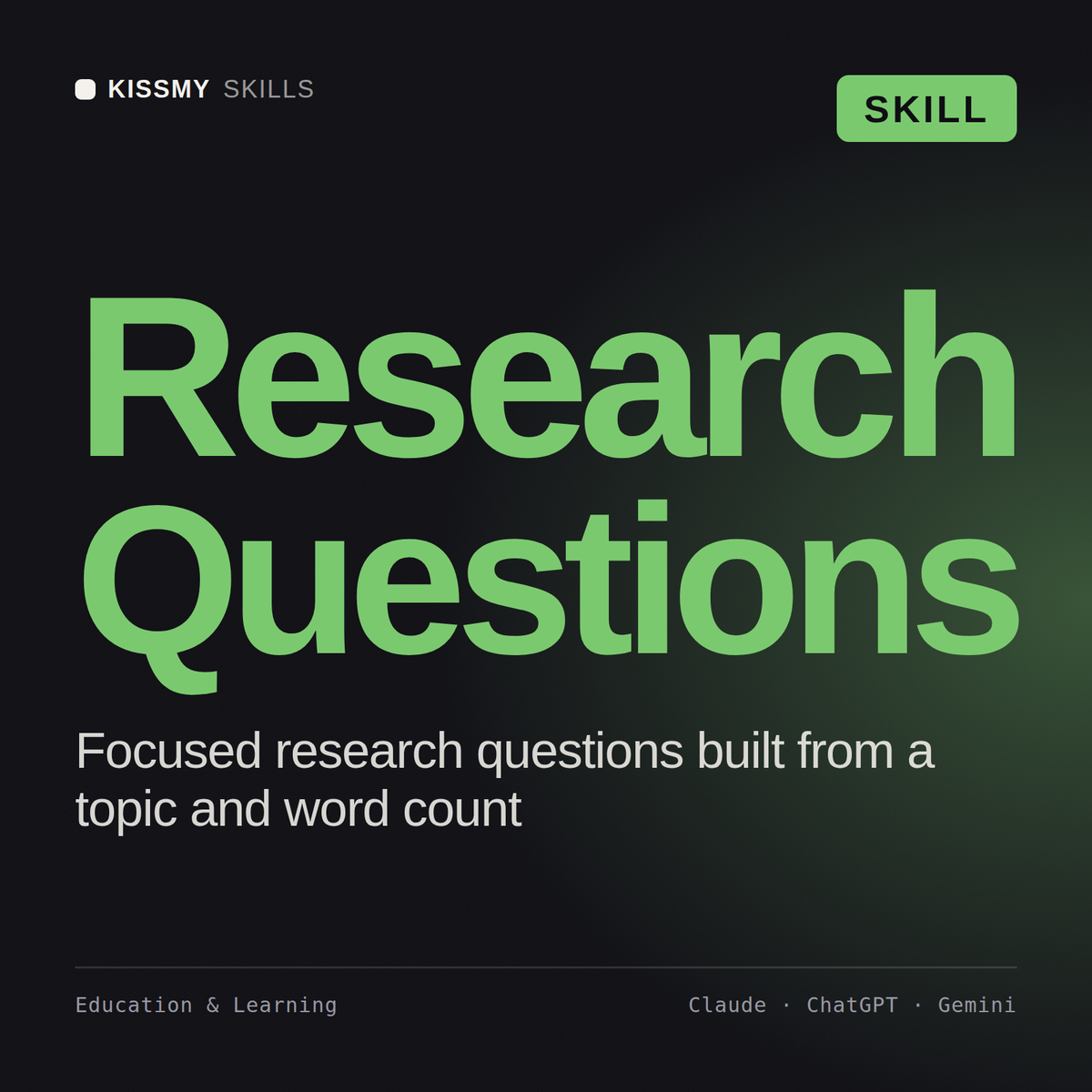 Research Questions AI skill by KissMySkills, cover