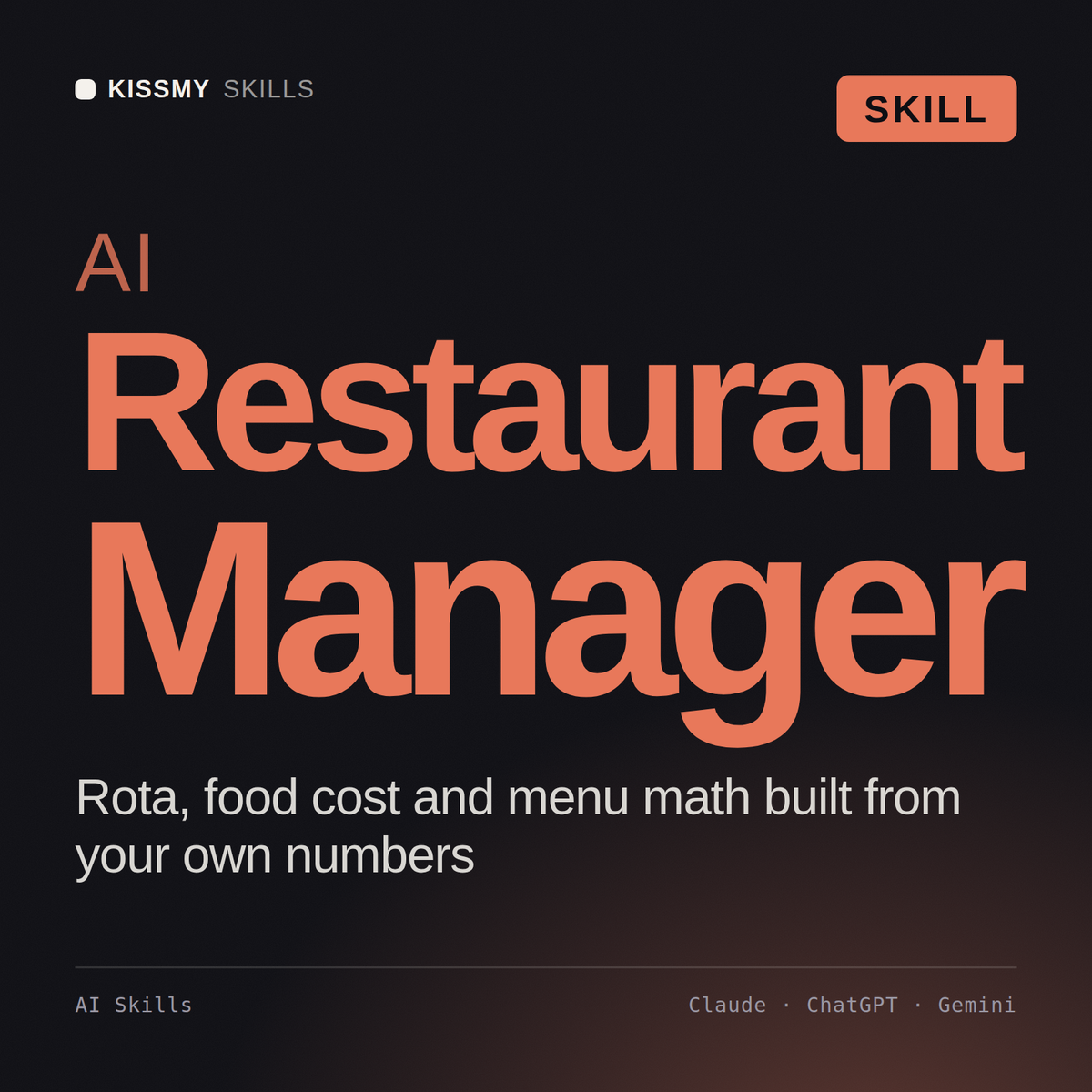 AI Restaurant Manager AI skill by KissMySkills, cover