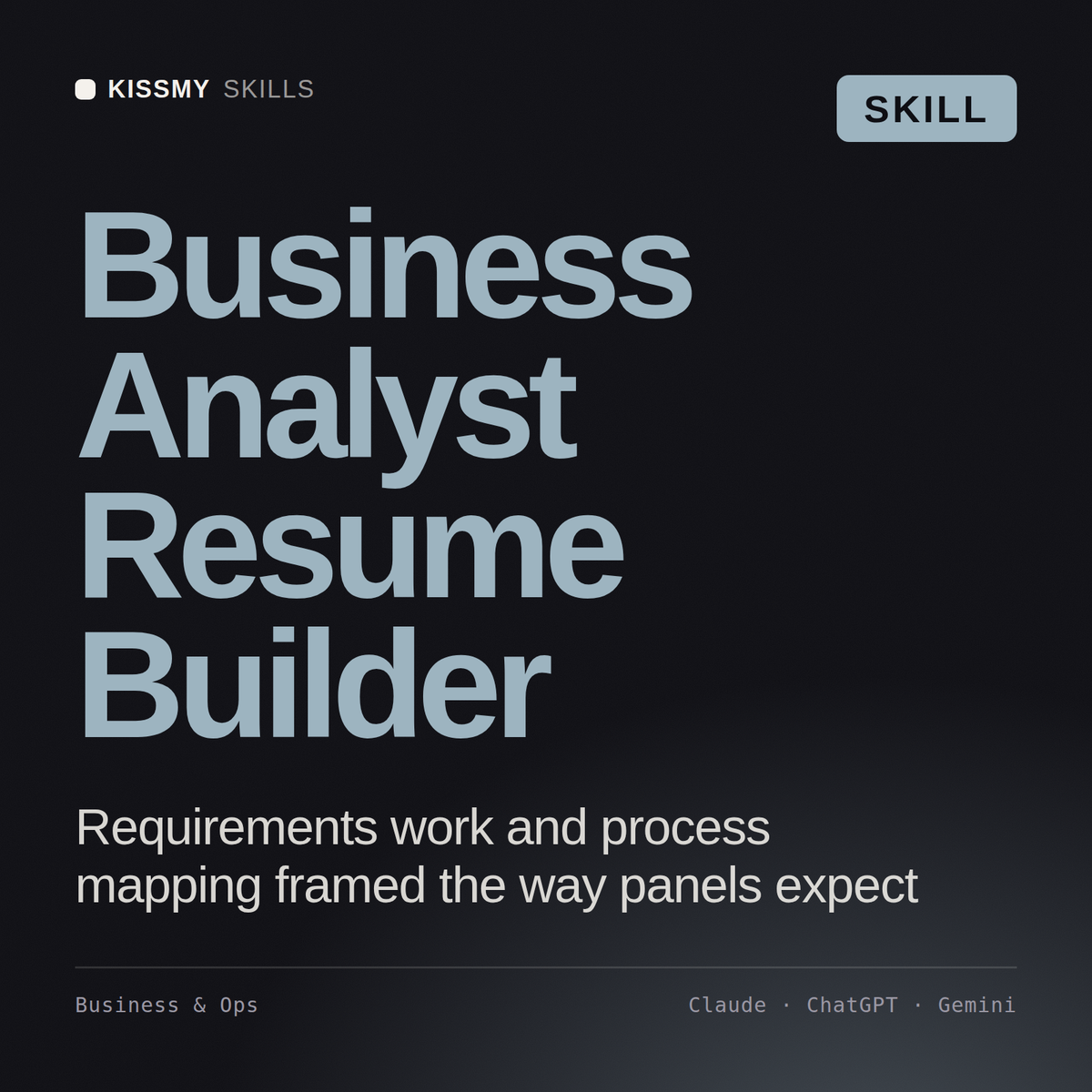 Business Analyst Resume Builder AI skill by KissMySkills, cover