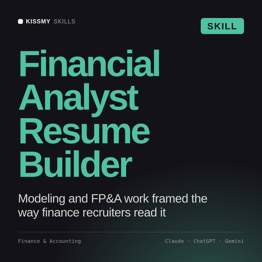 Financial Analyst Resume Builder AI skill by KissMySkills, cover