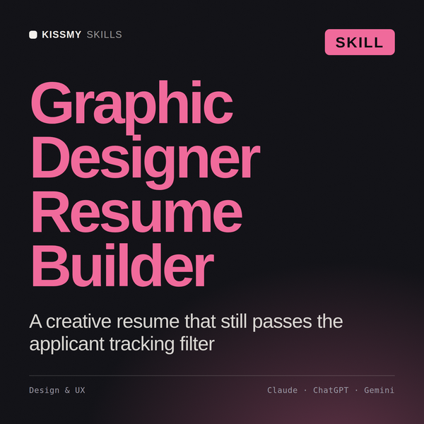 Graphic Designer Resume Builder AI skill by KissMySkills, cover