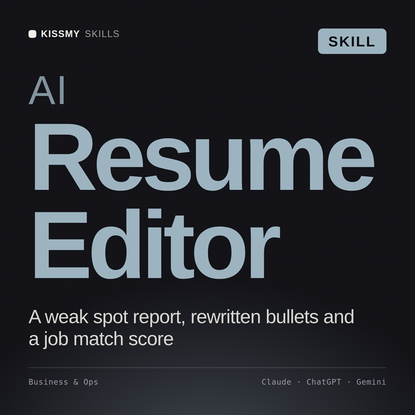 AI Resume Editor AI skill by KissMySkills, cover