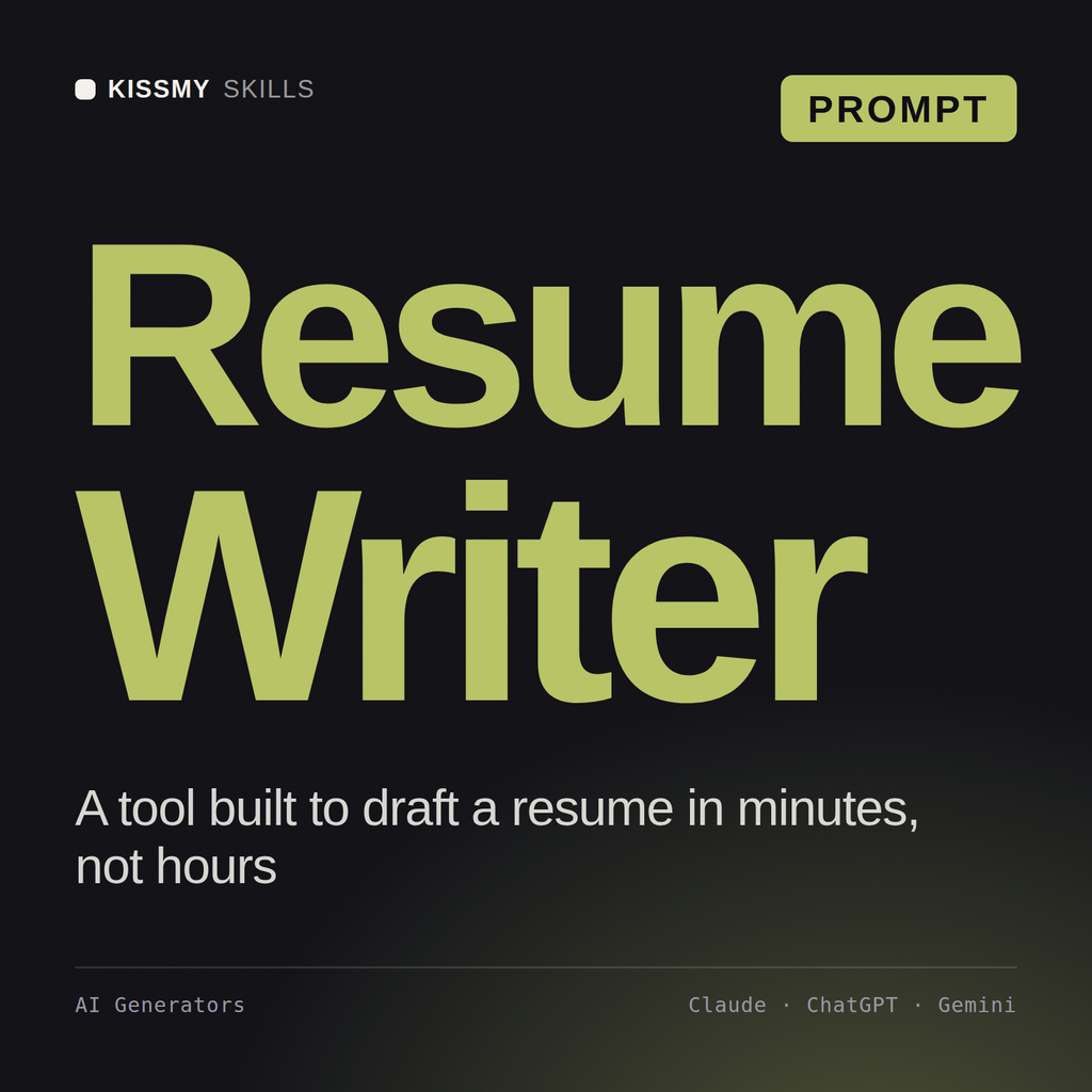 Resume Writer AI prompt by KissMySkills, cover