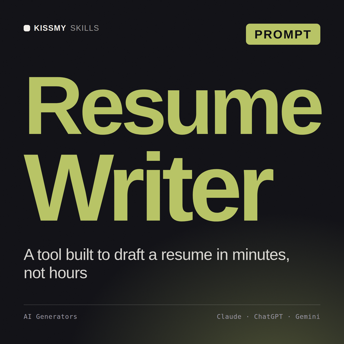 Resume Writer AI prompt by KissMySkills, cover