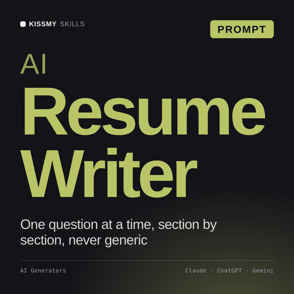 AI Resume Writer AI prompt by KissMySkills, cover