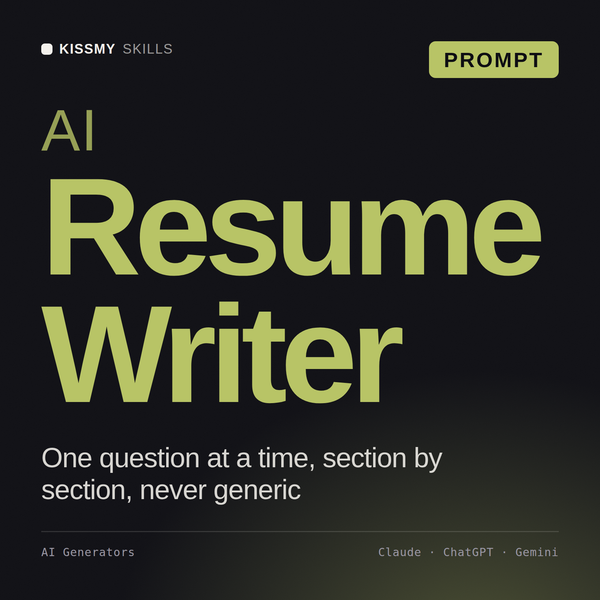 AI Resume Writer AI prompt by KissMySkills, cover
