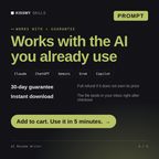 The AI Resume Writer AI prompt works with Claude, ChatGPT, Gemini and any AI chat, 30-day money-back guarantee