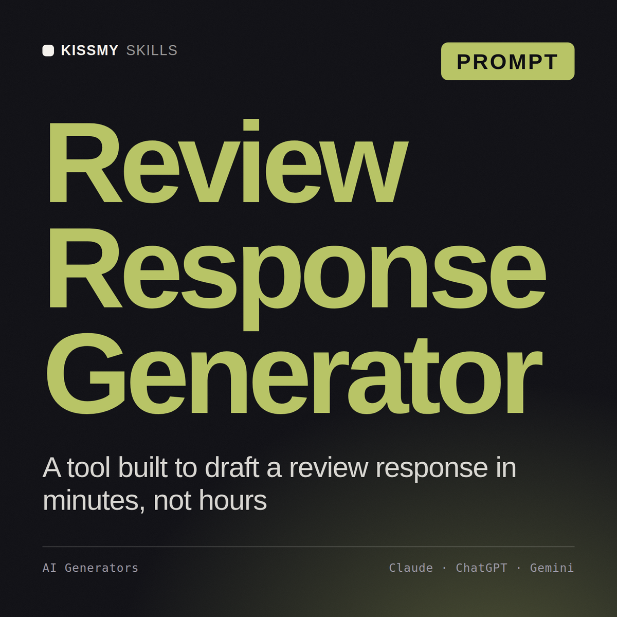 Review Response Generator AI prompt by KissMySkills, cover