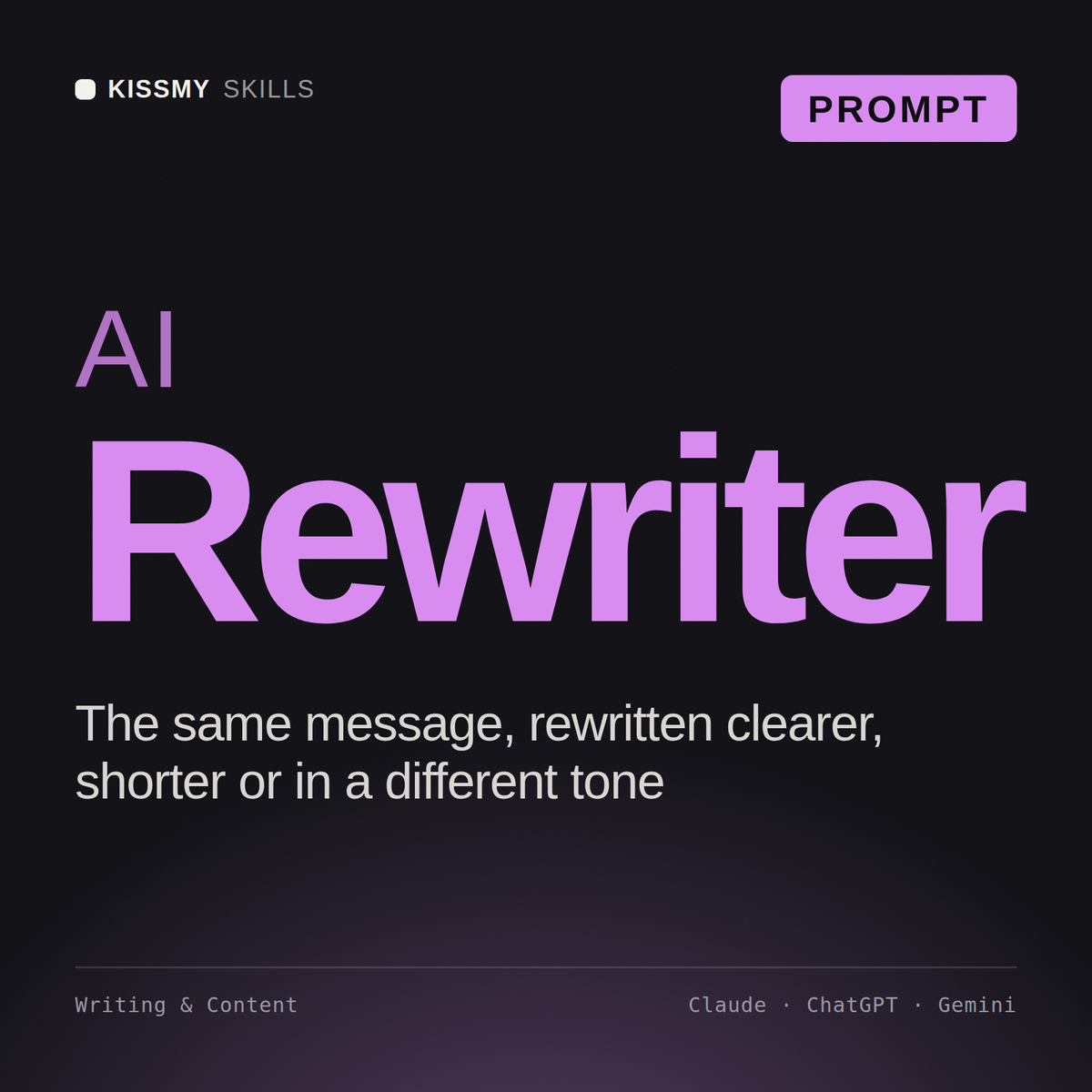 AI Rewriter AI prompt by KissMySkills, cover