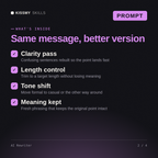 What's inside the AI Rewriter AI prompt: Clarity pass, Length control, Tone shift, Meaning kept