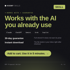 The RFP Proposal Writer AI skill works with Claude, ChatGPT, Gemini and any AI chat, 30-day money-back guarantee